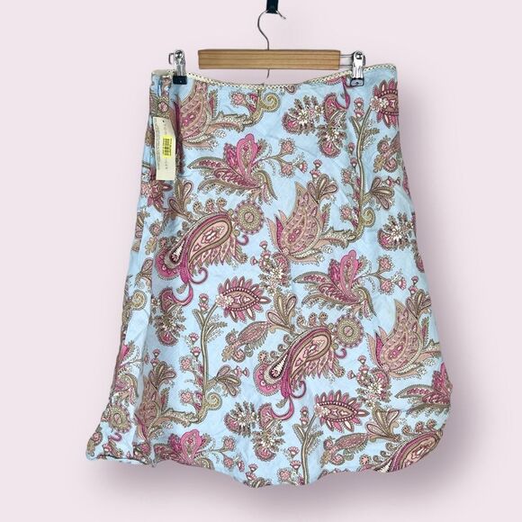 NWT Tommy Hilfiger Linen Paisley Pastel and Beige Skirt - Picture 5 of 7
